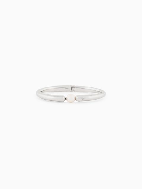EMPORIO ARMANI SILVER-TONE BRASS BANGLE BRACELET