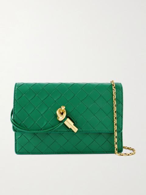 Intrecciato leather pouch Green