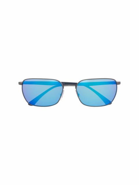 mirrored rectangle-frame sunglasses