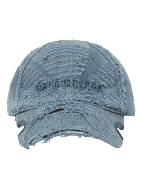 BALENCIAGA (WMNS) Balenciaga Laser Destroyed Logo Ball Cap 'Fade Blue' 719281410B24090
