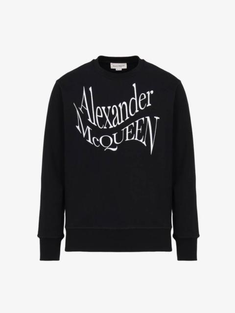 Alexander McQueen Men's Warped Logo Sweatshirt in Black
