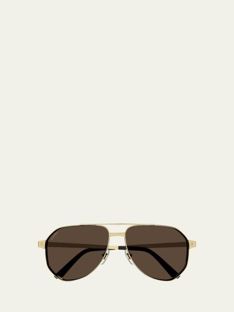 Cartier Men's CT0461SM Metal Aviator Sunglasses