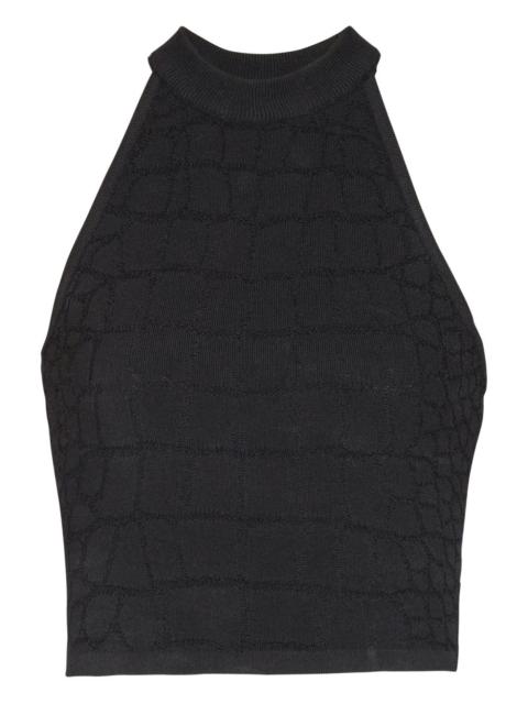 Balmain halterneck crocodile-effect top