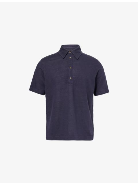 Short-Sleeve Knitted Linen Polo Shirt