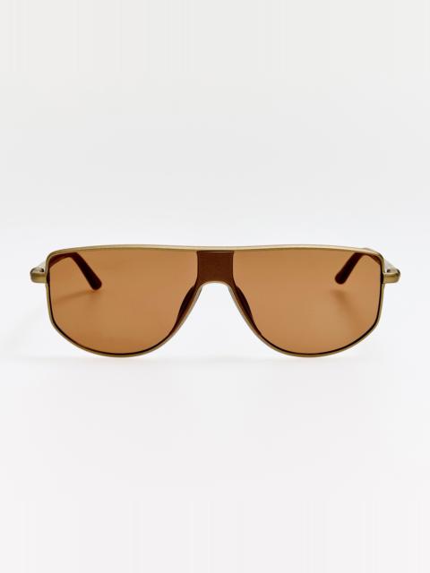 LINDA FARROW Corsa Sunglasses in Matt Putty