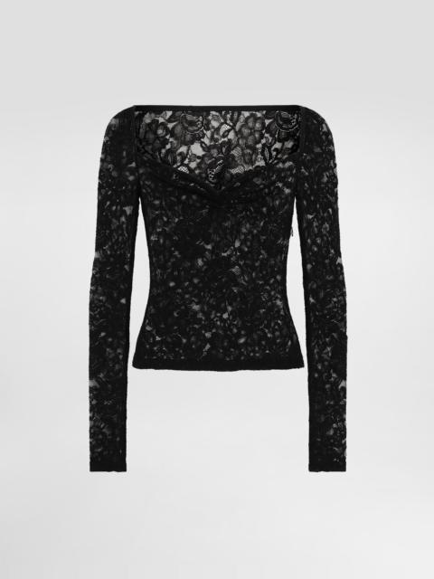Dolce & Gabbana Floral lace top with a sweetheart neckline