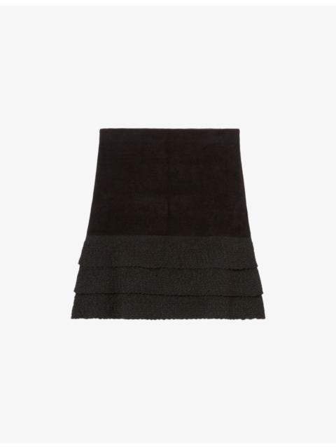 Claudie Pierlot Ruffled Elasticated-Waist Stretch-Velvet Mini Skirt
