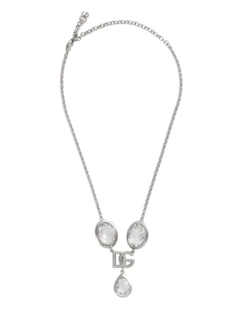 Dolce & Gabbana Women's Silvertone & Crystal Logo Chain Necklace - Silver
