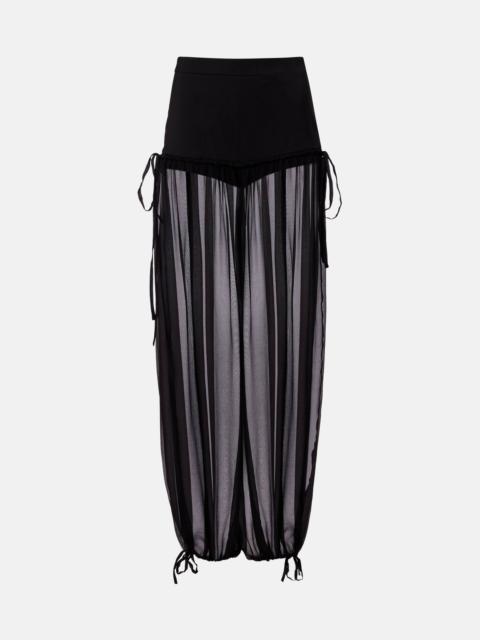 NENSI DOJAKA Mesh-trimmed silk balloon pants