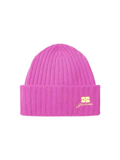 GANNI Women's Future Logo-Embroidered Wool Beanie - Aurora Pink