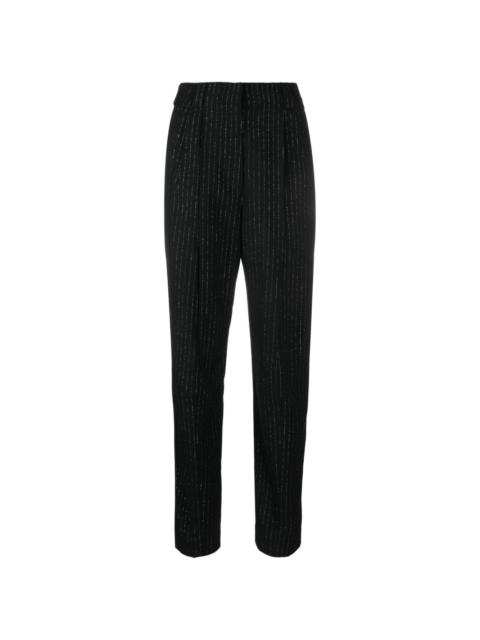 pinstripe wool trousers