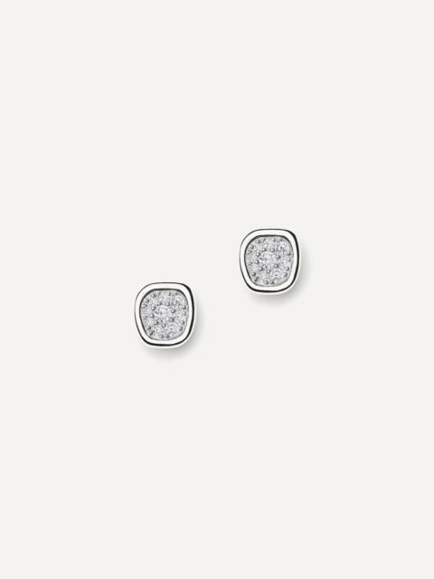 MISSOMA Silver-Plated Molten Soft Square Pavé Stud Earrings
