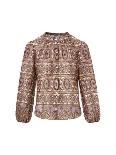 VERONICA BEARD ASHLYNN SILK-LINEN BLOUSE