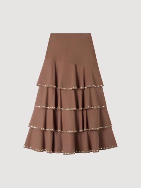 Sandro MAXI RUFFLED RHINESTONE SKIRT