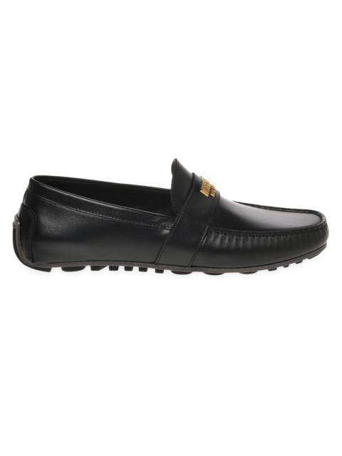 Moschino Men's Logo-Accented Leather Driving Loafers - Black