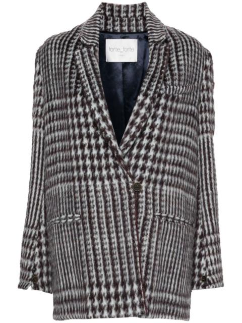 forte_forte houndstooth single-breasted coat