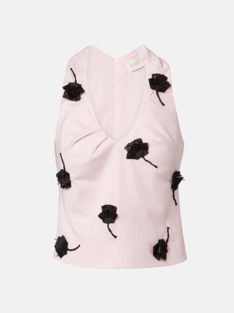 SHUSHU/TONG Floral-appliqué top
