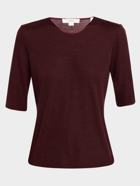 Vince Satin-Trim Wool Sweater