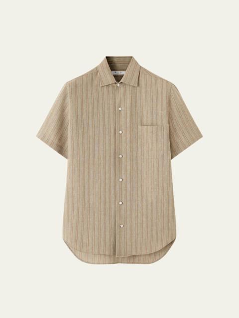 Loro Piana Men's Andre Linen Stripe Short-Sleeve Shirt