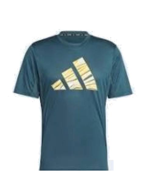 adidas HIIT Graphic Slogan Training T-Shirt Asia Sizing 'Teal Yellow' IM1134