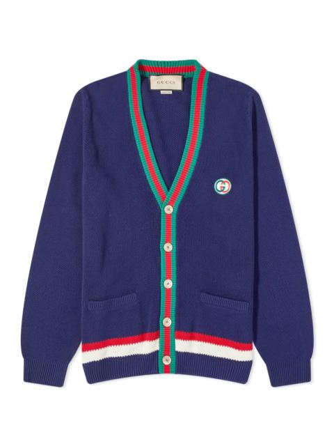 GUCCI Gucci GG Logo Stripe Placket Cardigan