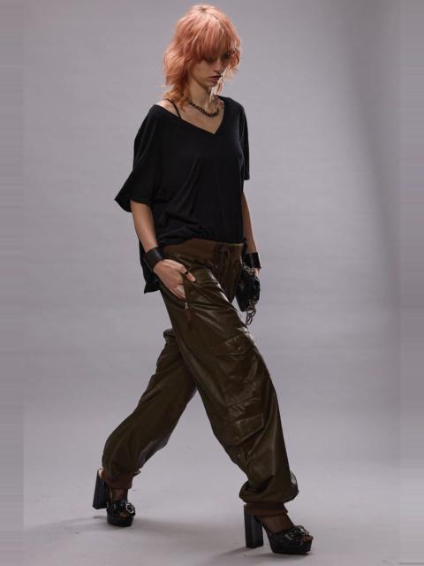 R13 MULTIPOCKET BALLOON LEATHER PANT - OLIVE