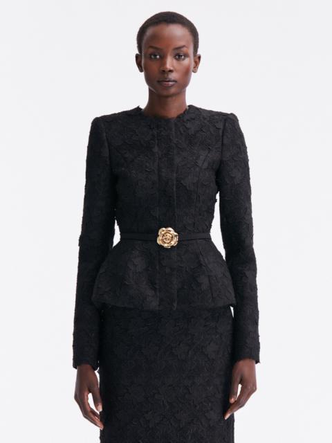 Oscar de la Renta SUNFLOWER BELT TWEED JACKET