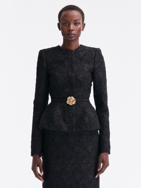 Oscar de la Renta SUNFLOWER BELT TWEED JACKET