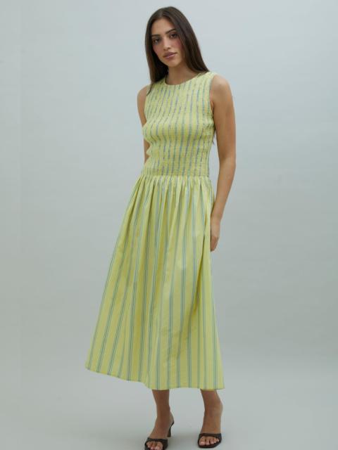 House of Sunny STRIPED RUCHED MESH DRESS