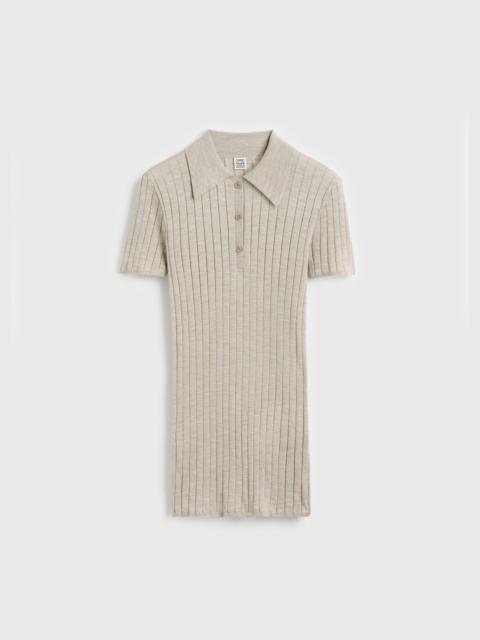 TOTEME Ribbed cashmere silk polo oat melange