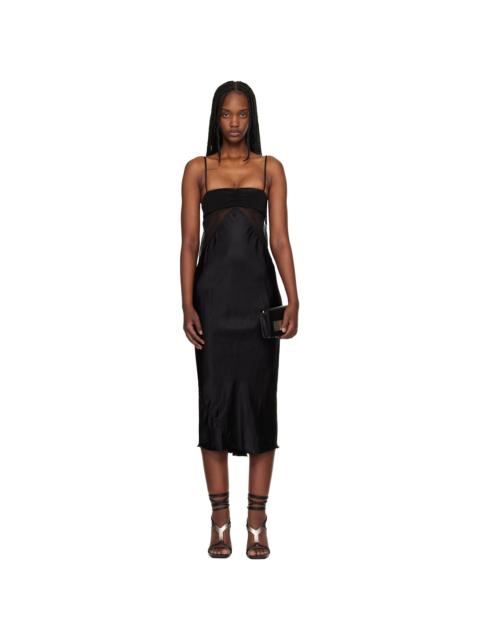 Rick Owens Black Temple Combo Slip Midi Dress