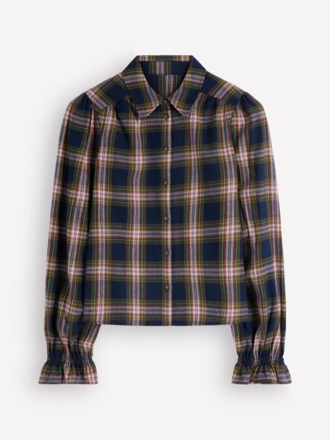 BODEN Violet Cotton Top-Navy, Green and Pink Check