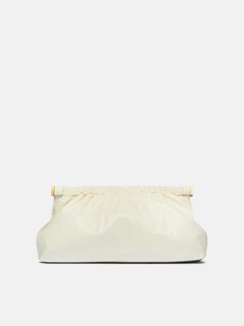 Nanushka THE BAR CLUTCH - Patent vegan leather clutch - Creme