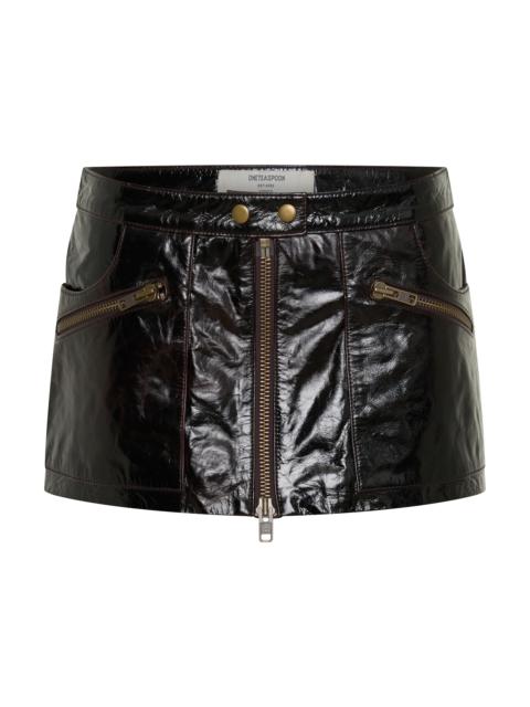 ONE TEASPOON Obsidian Zipped Leather Mini Skirt - Merlot