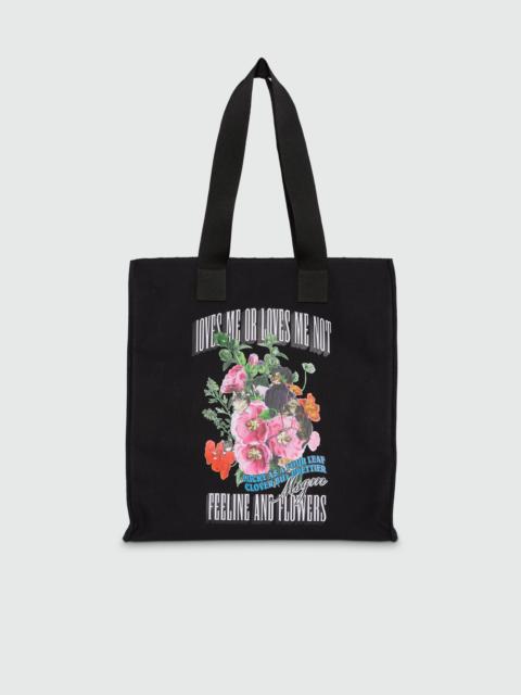 MSGM Black canvas tote with print and tonal handles