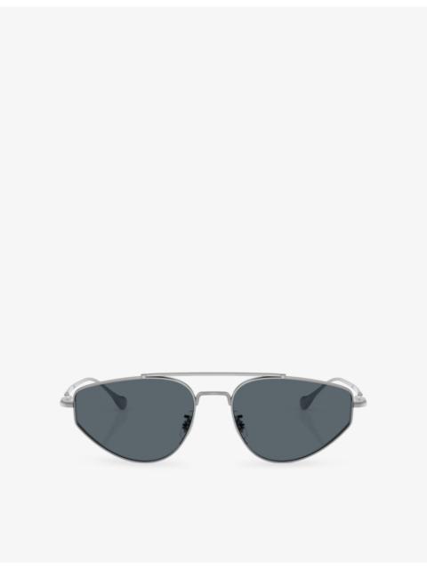 Oliver Peoples OV1371ST Jil Sander Edition 5 Oval-Frame Titanium Sunglasses
