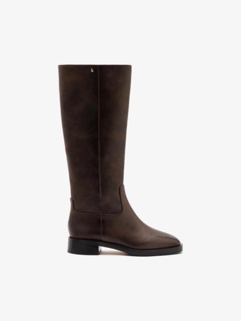 Larroudé Anne Boot In Brown Shadow Leather