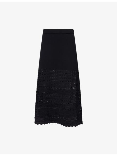 SIMKHAI Westly Open-Stitch Midi Skirt