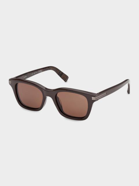 ZEGNA Men's Acetate Rectangle Sunglasses