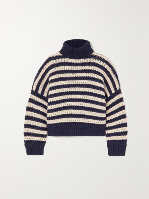 Brunello Cucinelli Striped Wool, Cashmere And Silk-blend Turtleneck Sweater