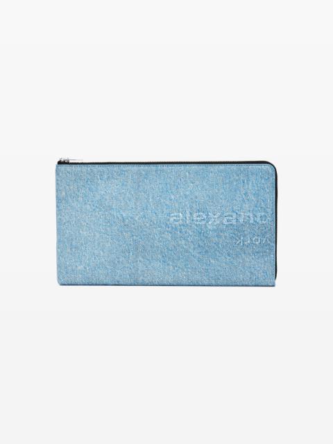 zip pouch in trompe- l'oeil leather