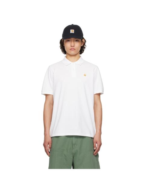 Carhartt WIP White Chase Pique Polo