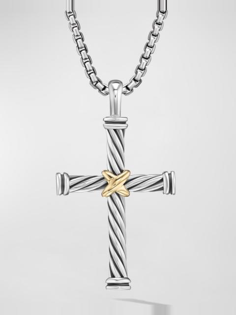 DAVID YURMAN Men's Cable Cross Pendant in Silver with 18K Gold, 35mm