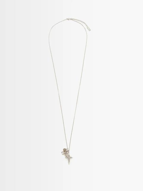 SAINT LAURENT Crystal-embellished charm necklace