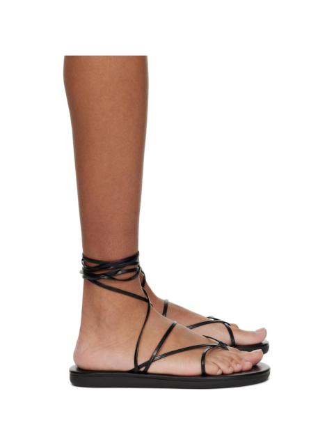 ANCIENT GREEK SANDALS Black String Flip Flops