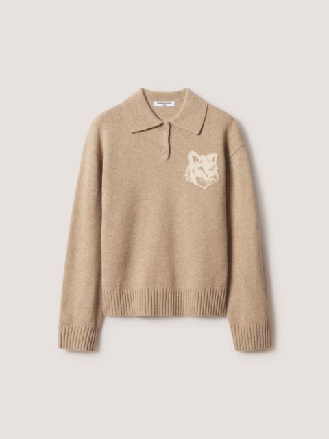 Maison Kitsuné FOX HEAD INTARSIA MERINO POLO JUMPER