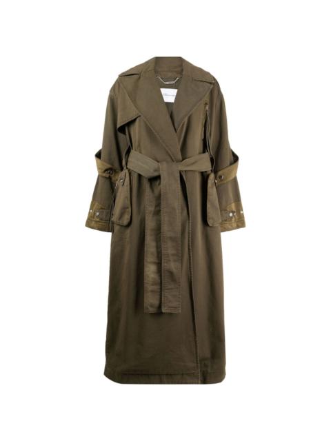 Blumarine panelled belted cotton trench coat