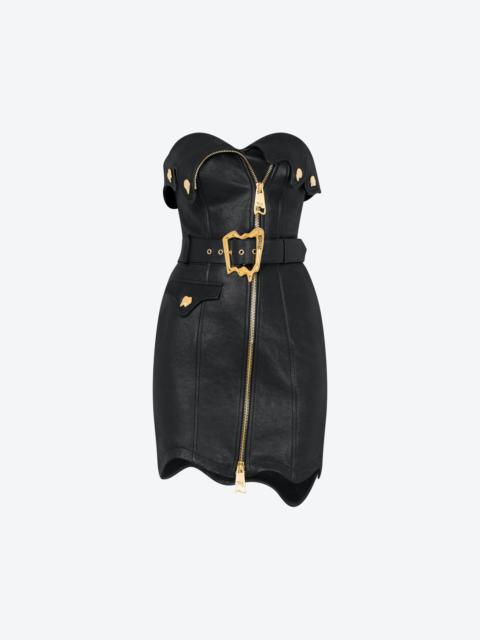 Moschino MORPHED EFFECT NAPPA LEATHER MINIDRESS