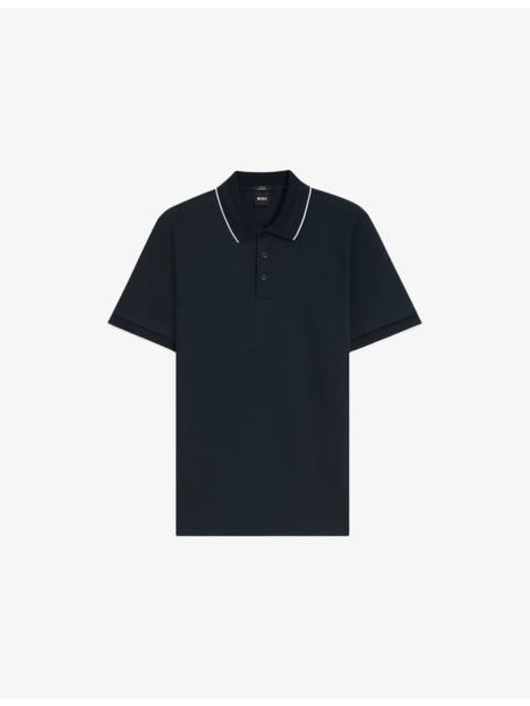 BOSS Contrast-Trim Short-Sleeve Cotton Polo