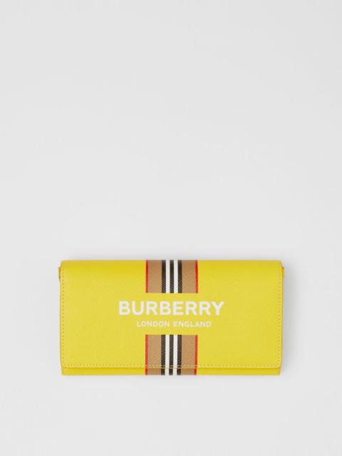 Burberry Logo Print Leather Wallet with Detachable Strap